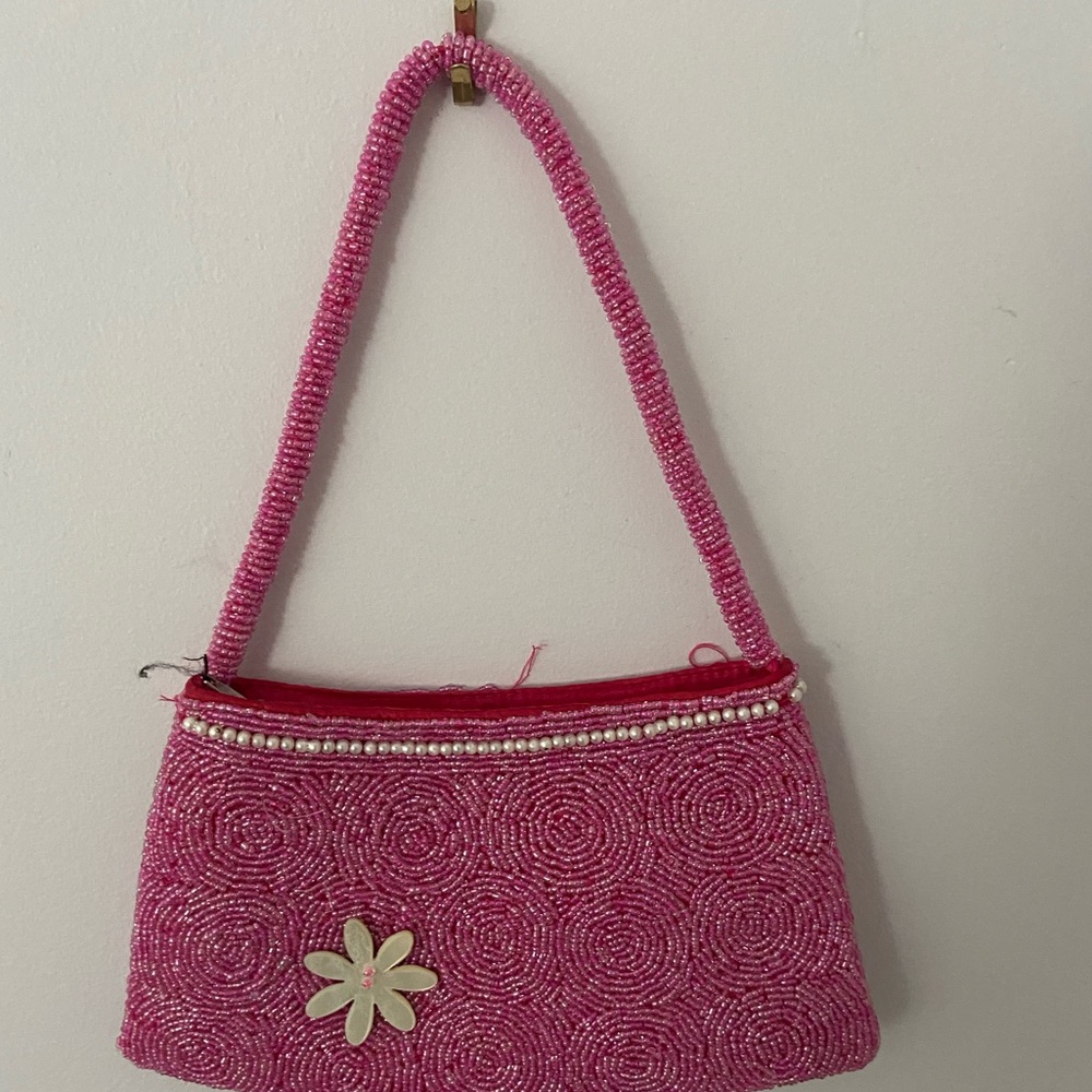 Adorable pink sparkly beaded bag